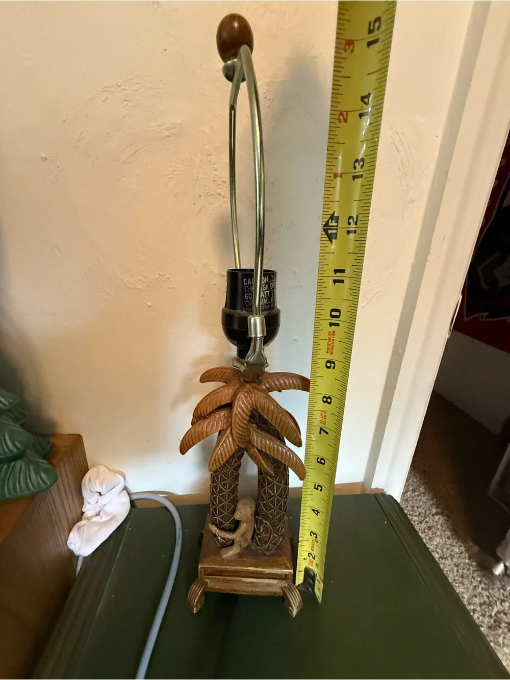 Cheyenne vintage monkey Carved Palm Tree Table Lamp in Brown by
